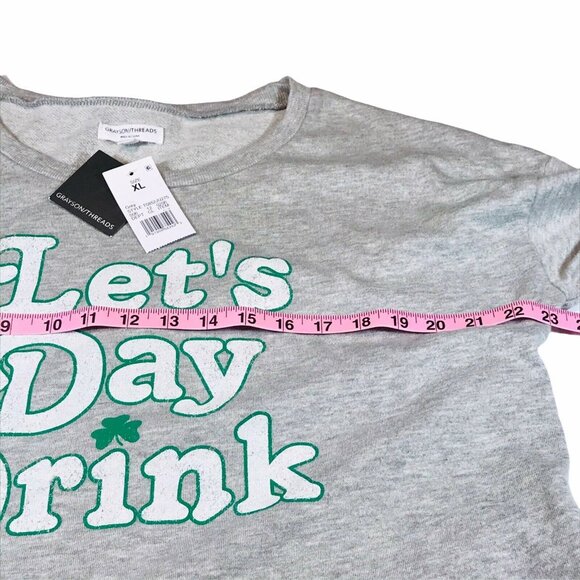 Grayson Threads Womens Size XL Sweatshirt Cropped Lets Day Drink Gray New - Picture 8 of 12